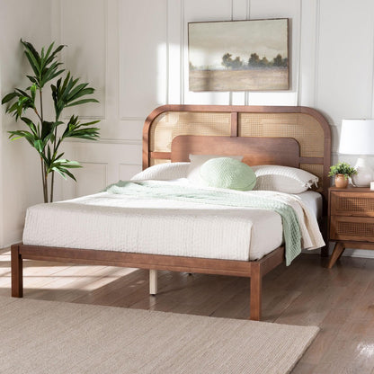 Baxton Studio - Raewyn Queen Size Bed in Walnut Brown/Brown - MG0255-5703R Rattan/Walnut-Queen view 7