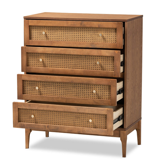 Baxton Studio - Ramiel Chest in Natural Brown/Gold - MG9005-Ash Walnut/Rattan-4DW-Chest view 2