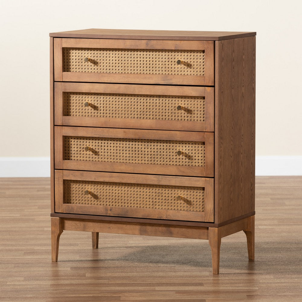 Baxton Studio - Ramiel Chest in Natural Brown/Gold - MG9005-Ash Walnut/Rattan-4DW-Chest view 9