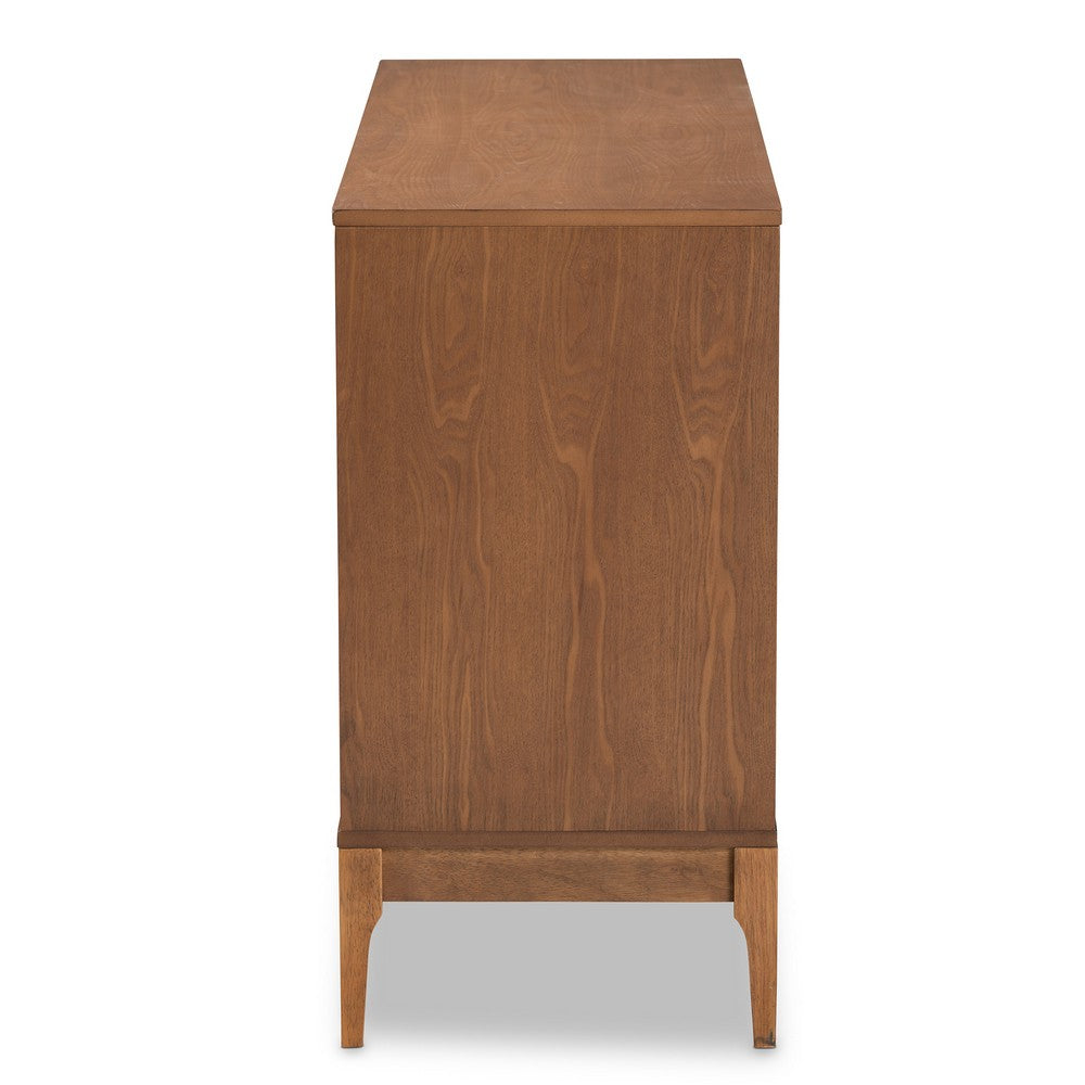 Baxton Studio - Ramiel Dresser in Natural Brown/Gold - MG9005-Ash Walnut/Rattan-6DW-Dresser view 4