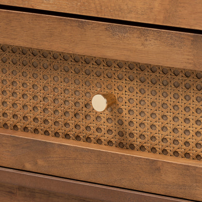 Baxton Studio - Ramiel Dresser in Natural Brown/Gold - MG9005-Ash Walnut/Rattan-6DW-Dresser view 5