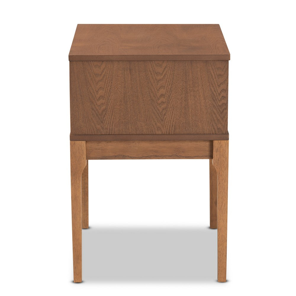Baxton Studio - Ramiel Nightstand in Natural Brown/Gold - MG9005-Ash Walnut/Rattan-NS view 4