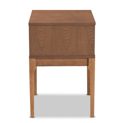 Baxton Studio - Ramiel Nightstand in Natural Brown/Gold - MG9005-Ash Walnut/Rattan-NS view 4