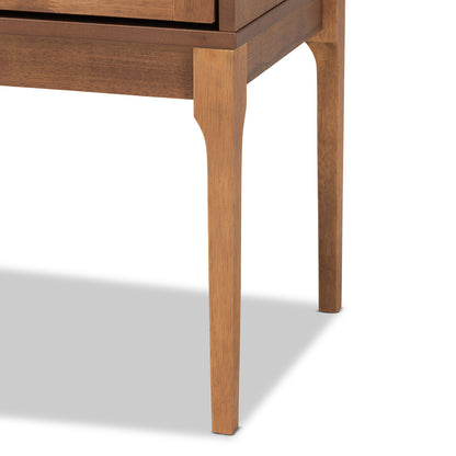 Baxton Studio - Ramiel Nightstand in Natural Brown/Gold - MG9005-Ash Walnut/Rattan-NS view 6