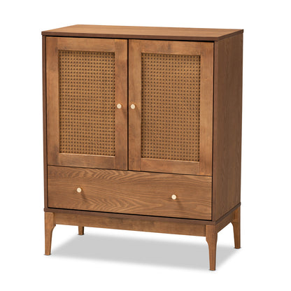 Baxton Studio - Ramiel Sideboard in Natural Brown/Gold - MG9005-Ash Walnut/Rattan-Sideboard view 1