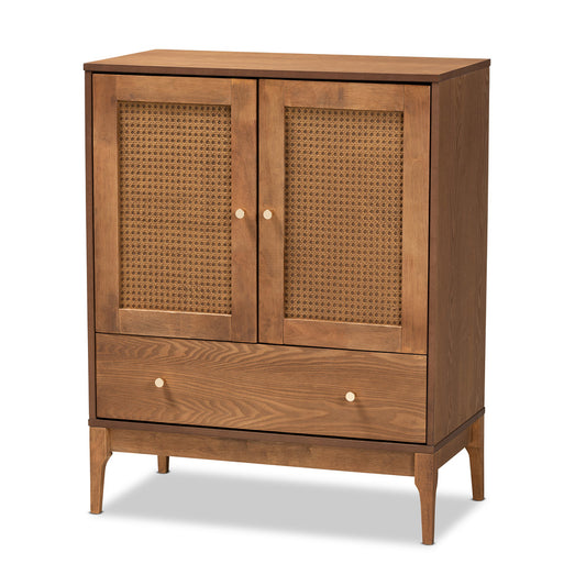 Baxton Studio - Ramiel Sideboard in Natural Brown/Gold - MG9005-Ash Walnut/Rattan-Sideboard view 1