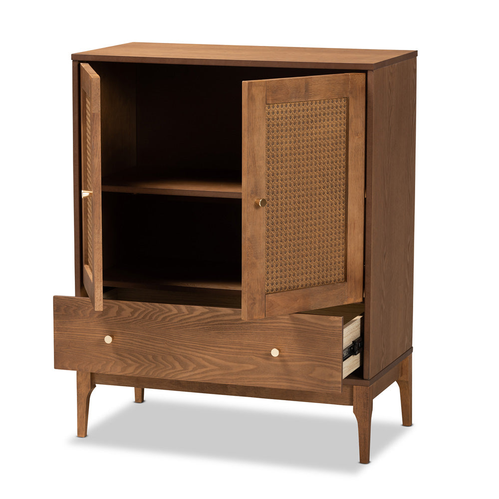 Baxton Studio - Ramiel Sideboard in Natural Brown/Gold - MG9005-Ash Walnut/Rattan-Sideboard view 2