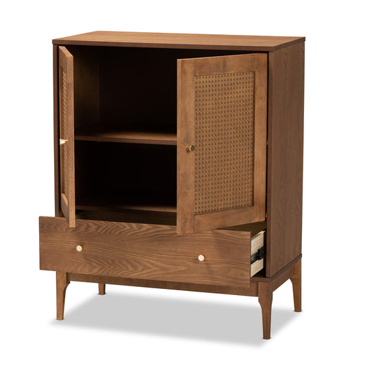 Baxton Studio - Ramiel Sideboard in Natural Brown/Gold - MG9005-Ash Walnut/Rattan-Sideboard view 2