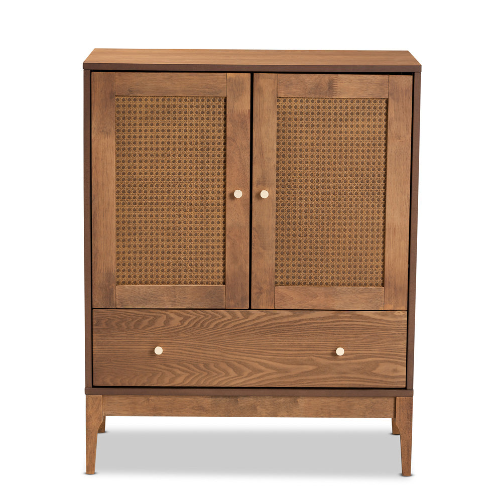 Baxton Studio - Ramiel Sideboard in Natural Brown/Gold - MG9005-Ash Walnut/Rattan-Sideboard view 3