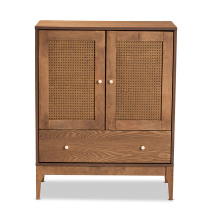 Baxton Studio - Ramiel Sideboard in Natural Brown/Gold - MG9005-Ash Walnut/Rattan-Sideboard view 3