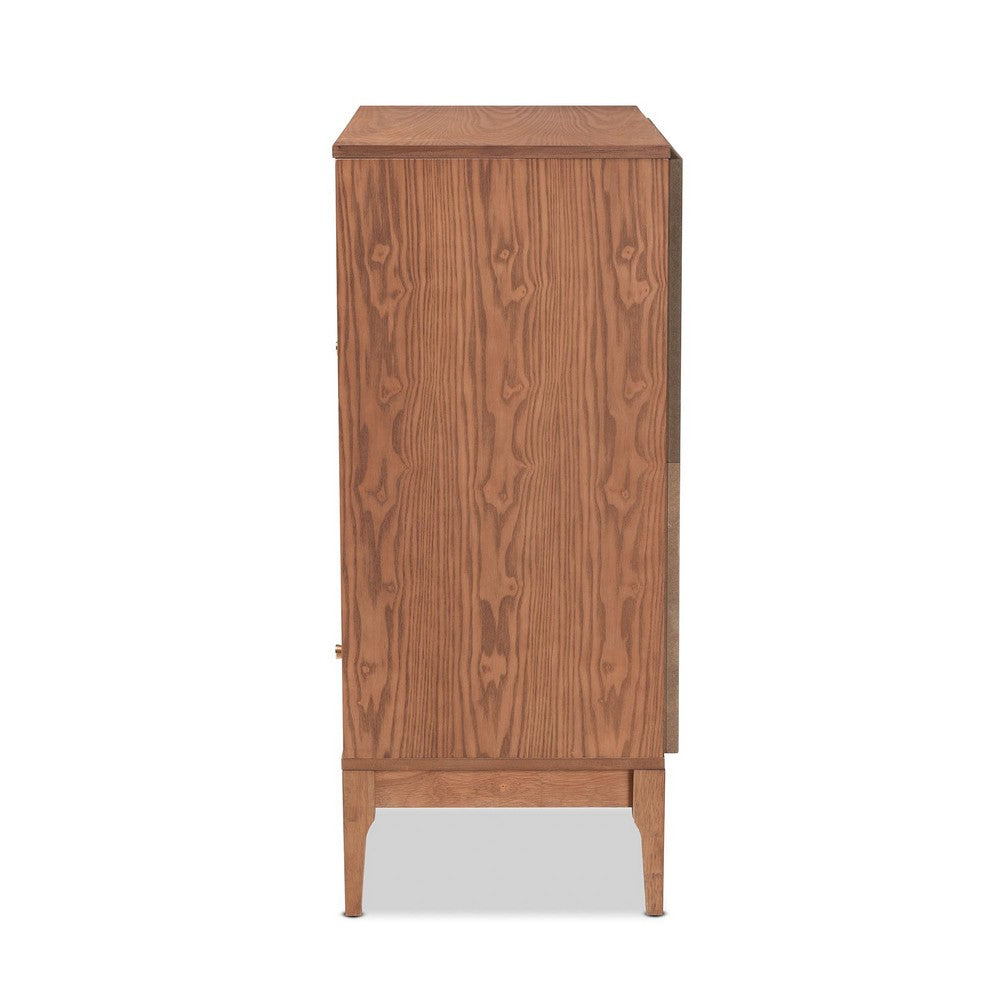 Baxton Studio - Ramiel Sideboard in Natural Brown/Gold - MG9005-Ash Walnut/Rattan-Sideboard view 4