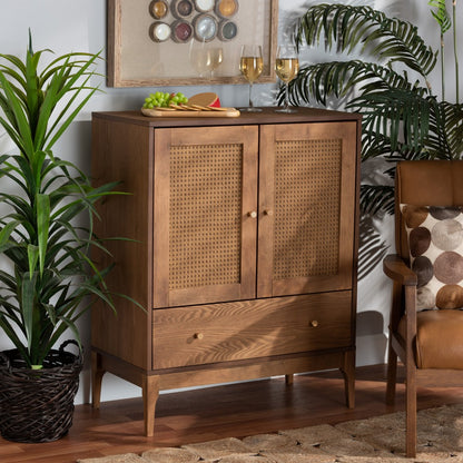 Baxton Studio - Ramiel Sideboard in Natural Brown/Gold - MG9005-Ash Walnut/Rattan-Sideboard view 8