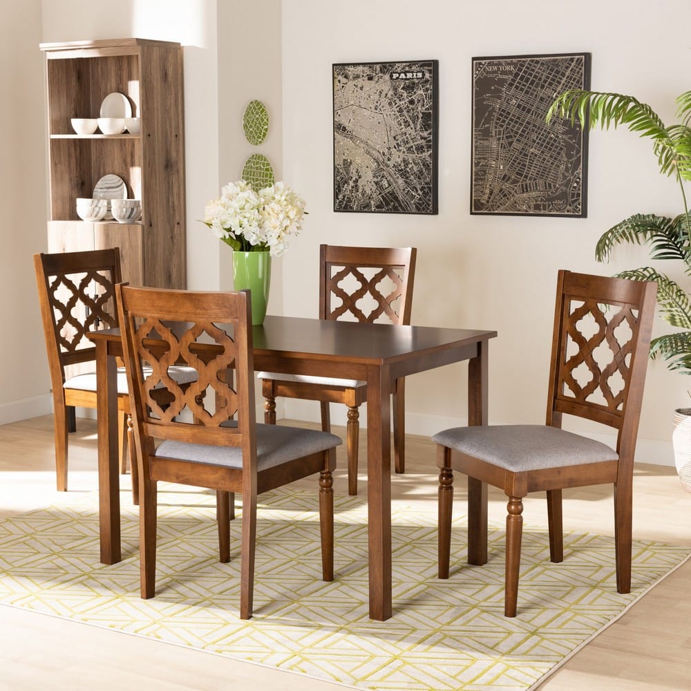 Baxton Studio - Ramiro Dining Set in Grey/Walnut Brown - RH336C-Grey/Walnut-5PC Dining Set view 7