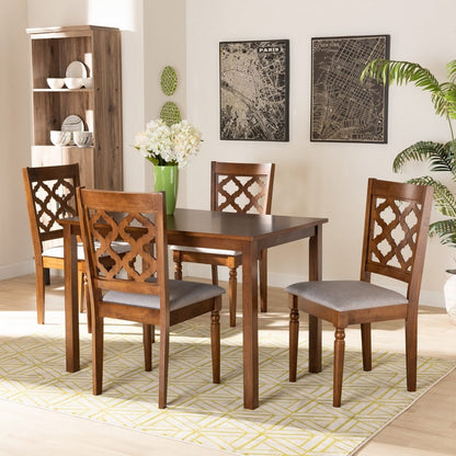 Baxton Studio - Ramiro Dining Set in Grey/Walnut Brown - RH336C-Grey/Walnut-5PC Dining Set view 7
