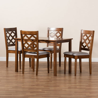 Baxton Studio - Ramiro Dining Set in Grey/Walnut Brown - RH336C-Grey/Walnut-5PC Dining Set view 8
