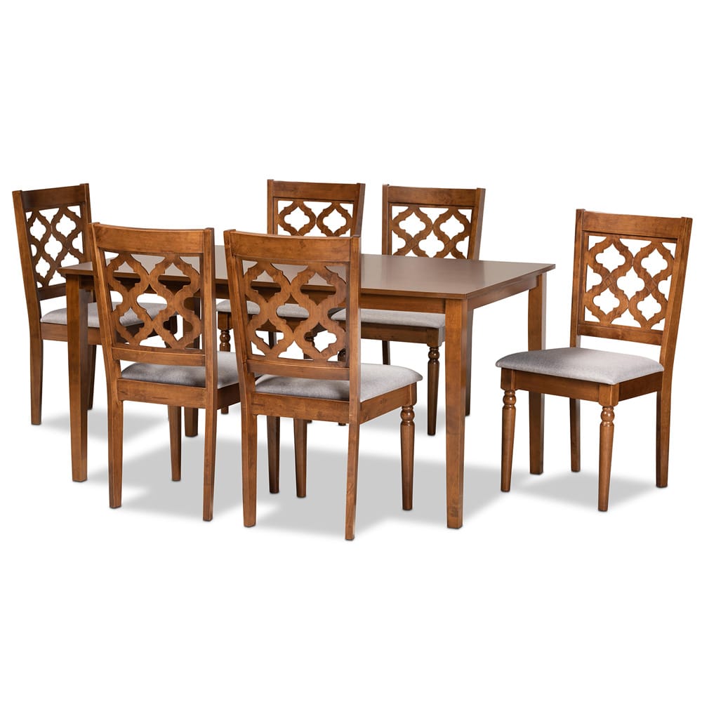 Baxton Studio - Ramiro Dining Set in Grey/Walnut Brown - RH336C-Grey/Walnut-7PC Dining Set view 1