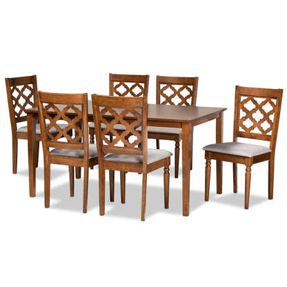 Baxton Studio - Ramiro Dining Set in Grey/Walnut Brown - RH336C-Grey/Walnut-7PC Dining Set view 1