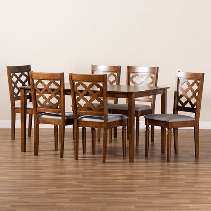 Baxton Studio - Ramiro Dining Set in Grey/Walnut Brown - RH336C-Grey/Walnut-7PC Dining Set view 8