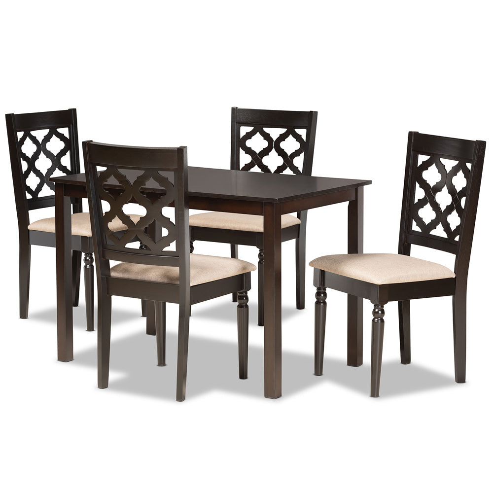 Baxton Studio - Ramiro Dining Set in Sand/Dark Brown - RH336C-Sand/Dark Brown-5PC Dining Set view 1