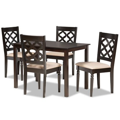 Baxton Studio - Ramiro Dining Set in Sand/Dark Brown - RH336C-Sand/Dark Brown-5PC Dining Set view 1