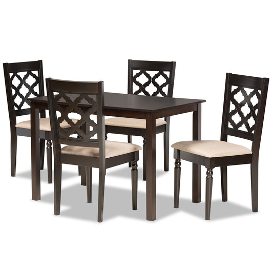 Baxton Studio - Ramiro Dining Set in Sand/Dark Brown - RH336C-Sand/Dark Brown-5PC Dining Set view 1