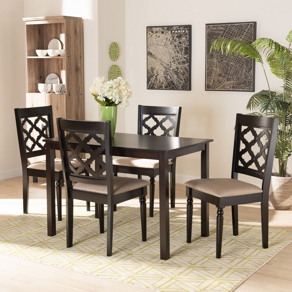 Baxton Studio - Ramiro Dining Set in Sand/Dark Brown - RH336C-Sand/Dark Brown-5PC Dining Set view 7
