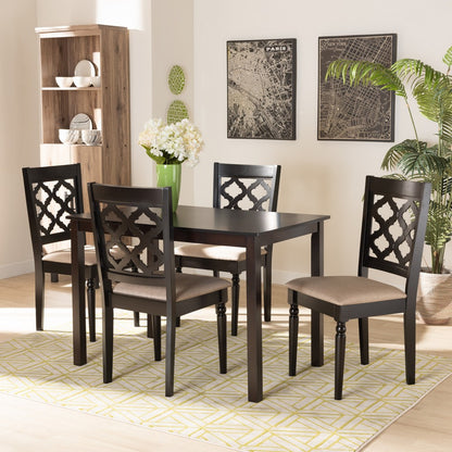 Baxton Studio - Ramiro Dining Set in Sand/Dark Brown - RH336C-Sand/Dark Brown-5PC Dining Set view 7