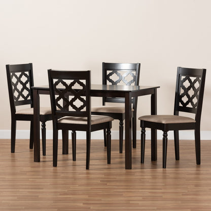 Baxton Studio - Ramiro Dining Set in Sand/Dark Brown - RH336C-Sand/Dark Brown-5PC Dining Set view 8