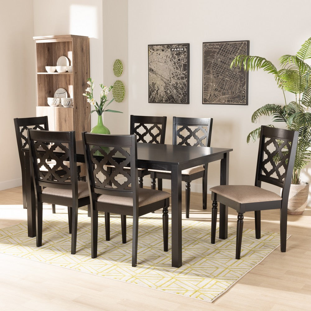 Baxton Studio - Ramiro Dining Set in Sand/Dark Brown - RH336C-Sand/Dark Brown-7PC Dining Set view 7