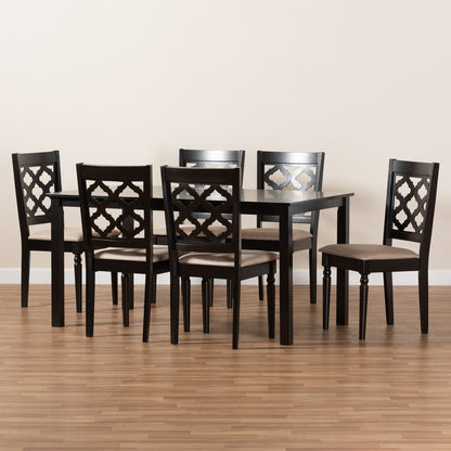 Baxton Studio - Ramiro Dining Set in Sand/Dark Brown - RH336C-Sand/Dark Brown-7PC Dining Set view 8
