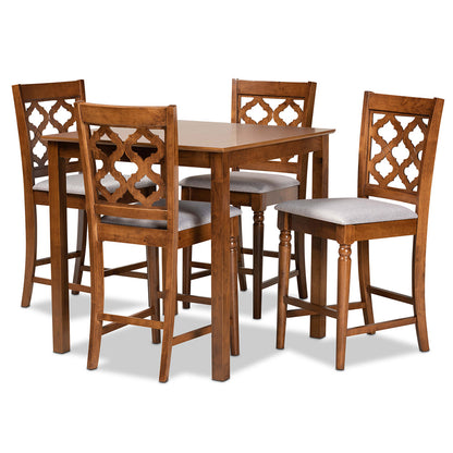 Baxton Studio - Ramiro Pub Set in Grey/Walnut Brown - RH336P-Grey/Walnut-5PC Pub Set view 1