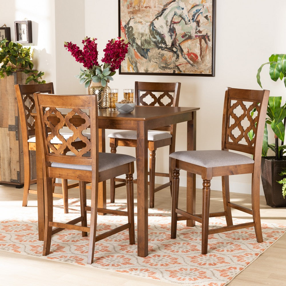 Baxton Studio - Ramiro Pub Set in Grey/Walnut Brown - RH336P-Grey/Walnut-5PC Pub Set view 7