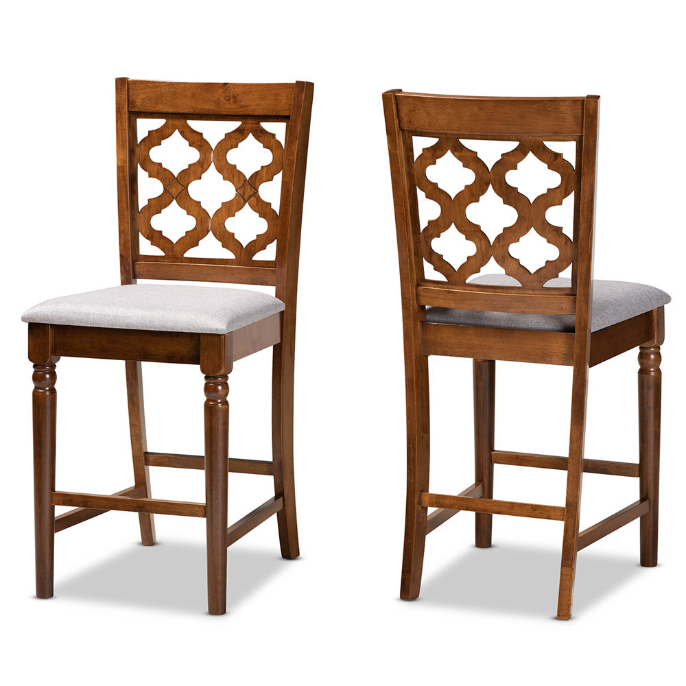 Baxton Studio - Ramiro Set of 2 Counter Stools in Grey/Walnut Brown - RH336P-Grey/Walnut-PC view 1
