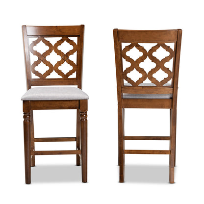 Baxton Studio - Ramiro Set of 2 Counter Stools in Grey/Walnut Brown - RH336P-Grey/Walnut-PC view 2