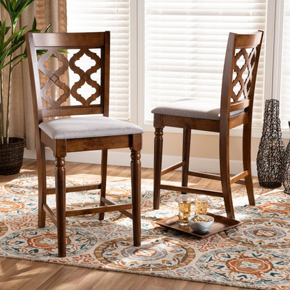 Baxton Studio - Ramiro Set of 2 Counter Stools in Grey/Walnut Brown - RH336P-Grey/Walnut-PC view 6