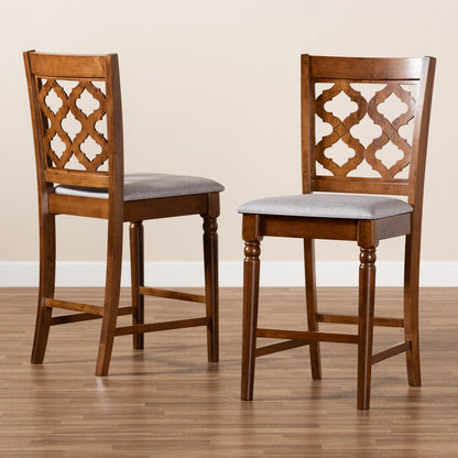Baxton Studio - Ramiro Set of 2 Counter Stools in Grey/Walnut Brown - RH336P-Grey/Walnut-PC view 7