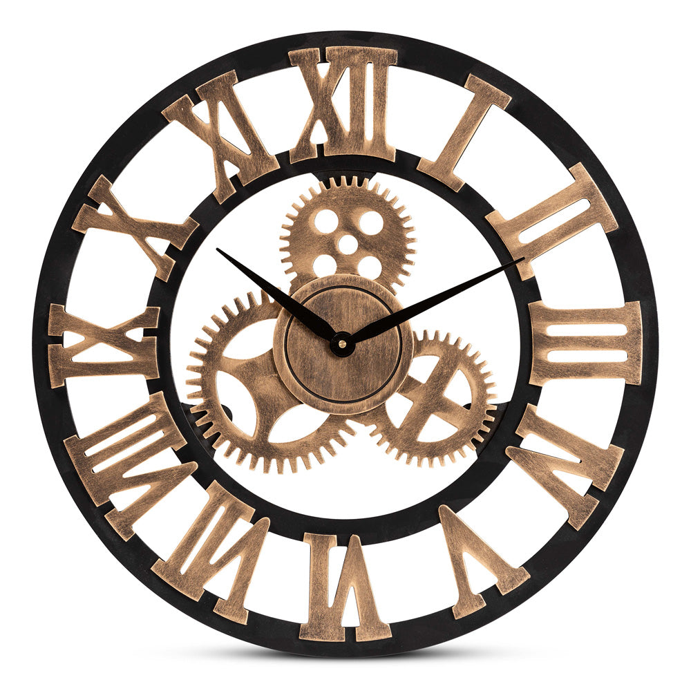 Baxton Studio - Randolph Clock in Black/Antique Gold - WC 60cm view 1