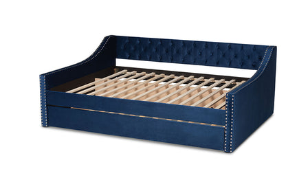 Baxton Studio - Raphael Daybed - CF9228 -Navy Blue Velvet-Daybed-Q/T view 4