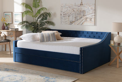 Baxton Studio - Raphael Daybed - CF9228 -Navy Blue Velvet-Daybed-Q/T view 5