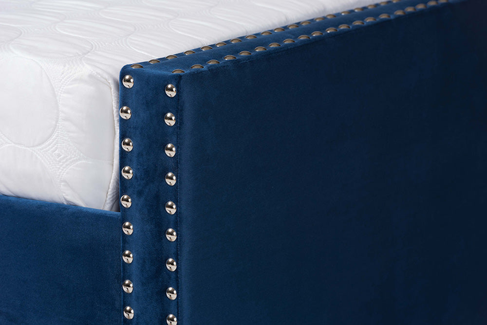 Baxton Studio - Raphael Daybed - CF9228 -Navy Blue Velvet-Daybed-Q/T view 8