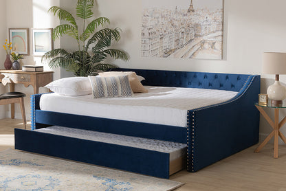 Baxton Studio - Raphael Daybed - CF9228 -Navy Blue Velvet-Daybed-Q/T view 9