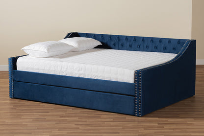 Baxton Studio - Raphael Daybed - CF9228 -Navy Blue Velvet-Daybed-Q/T view 10