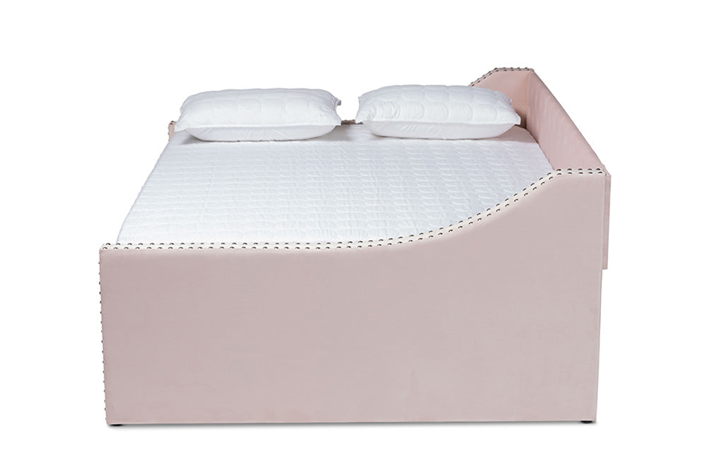 Baxton Studio - Raphael Daybed - CF9228 -Pink Velvet-Daybed-F/T view 3