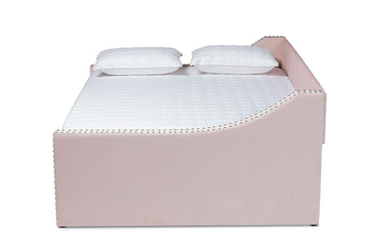 Baxton Studio - Raphael Daybed - CF9228 -Pink Velvet-Daybed-F/T view 3