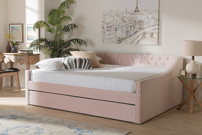 Baxton Studio - Raphael Daybed - CF9228 -Pink Velvet-Daybed-F/T view 5