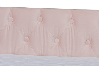 Baxton Studio - Raphael Daybed - CF9228 -Pink Velvet-Daybed-F/T view 7