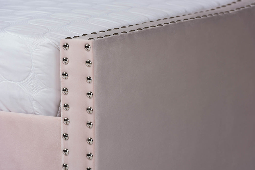 Baxton Studio - Raphael Daybed - CF9228 -Pink Velvet-Daybed-F/T view 8