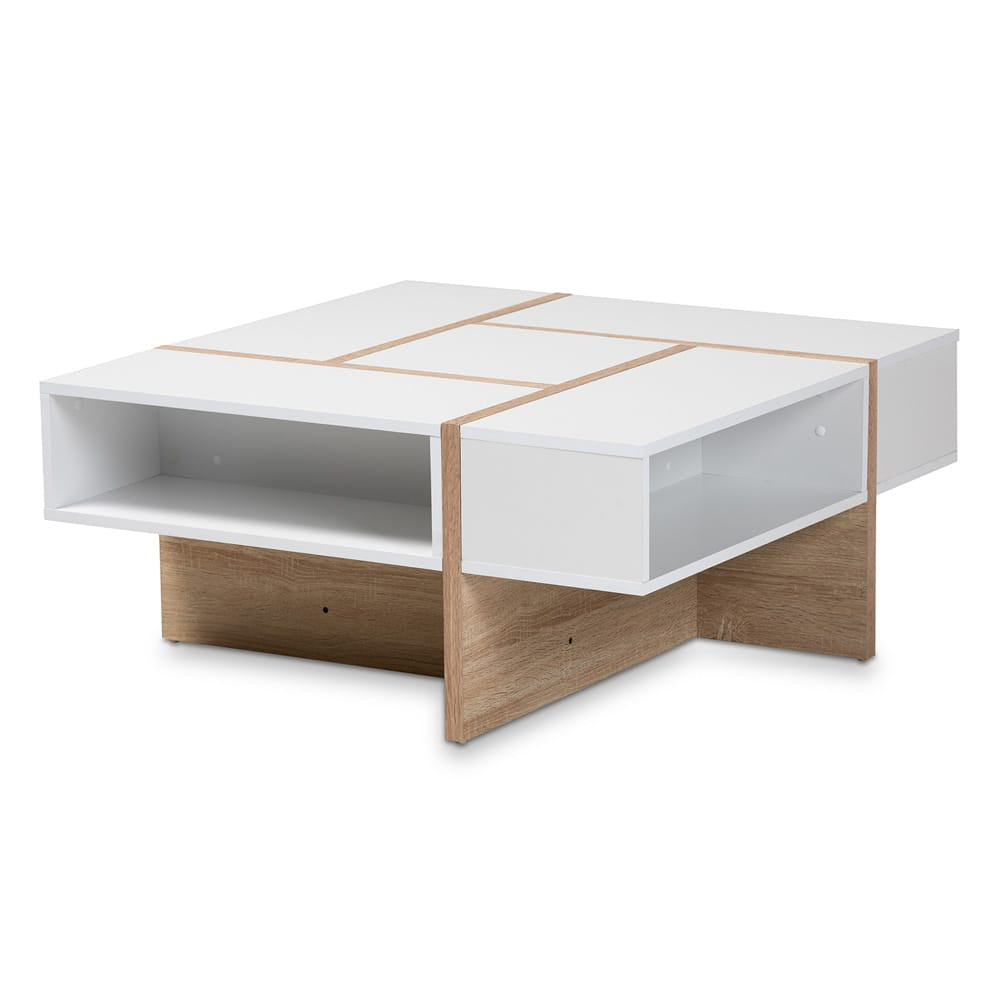 Baxton Studio - Rasa Coffee Table in White/Oak - CT8004-White/Oak-CT view 1