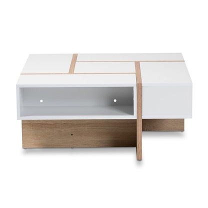 Baxton Studio - Rasa Coffee Table in White/Oak - CT8004-White/Oak-CT view 2