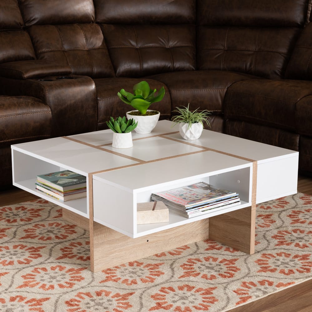 Baxton Studio - Rasa Coffee Table in White/Oak - CT8004-White/Oak-CT view 5